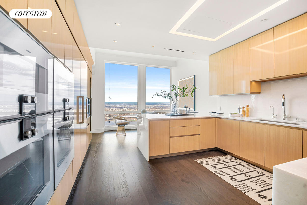 Interior, Kitchen, Recessed Lighting, Water, Wood Texture Flooring
