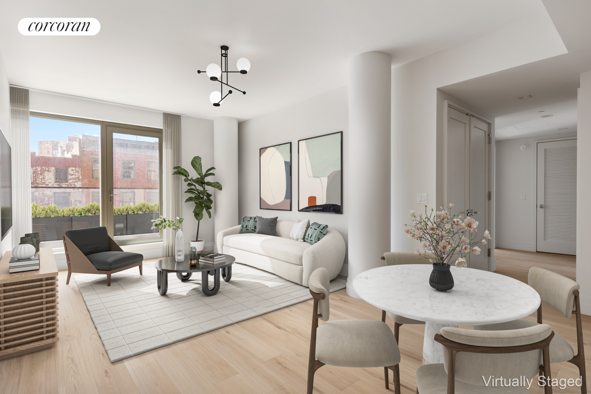 Dining room, Interior, Living room, Pendant Lights, Wood Texture Flooring