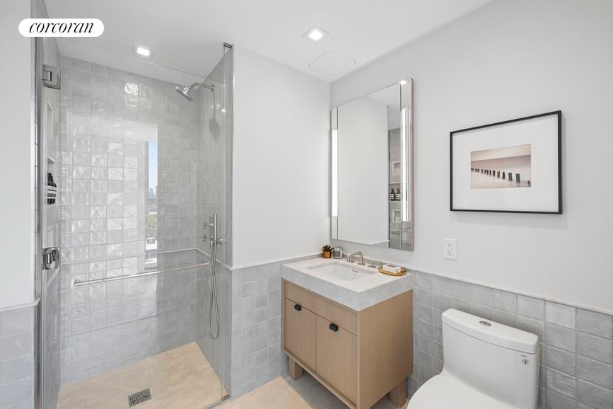 Bathroom, Glass Shower, Interior, Recessed Lighting