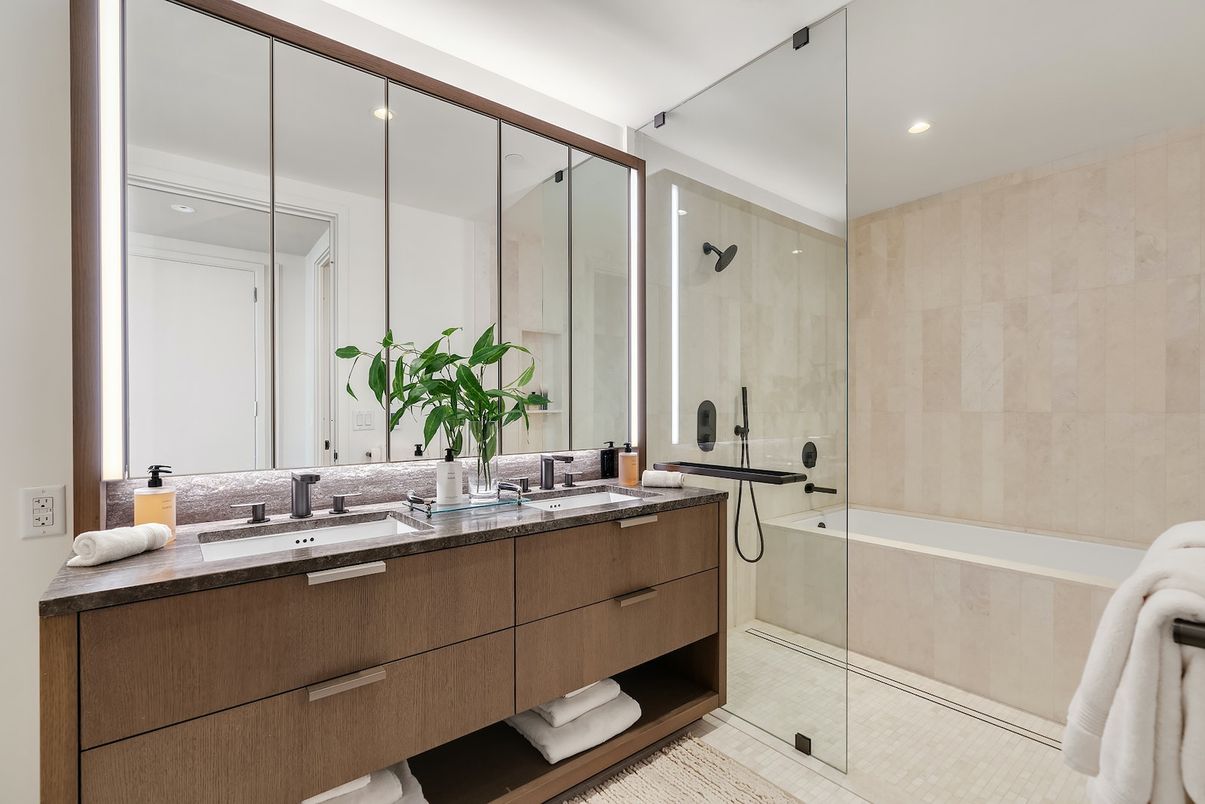 Bathroom, Glass Shower, Interior, Recessed Lighting
