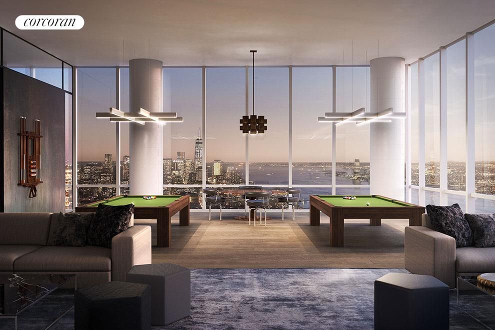 Billiard Table, Game Room, Interior, Pendant Lights, Wood Texture Flooring