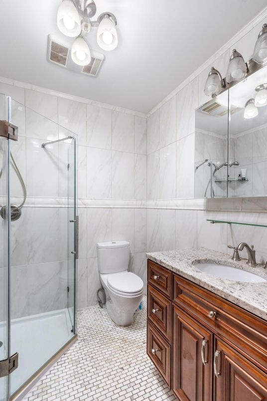 Bathroom, Glass Shower, Interior, Marble Walls