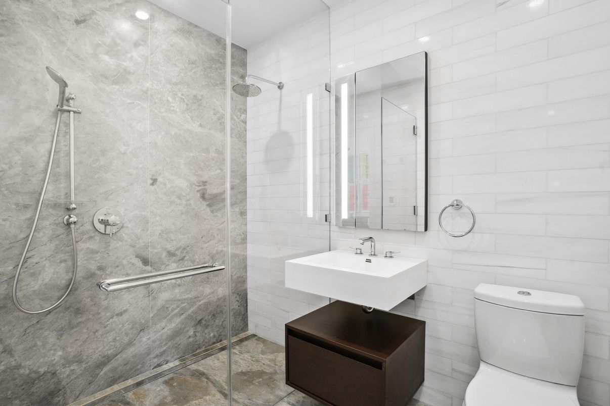 Bathroom, Glass Shower, Interior, Recessed Lighting