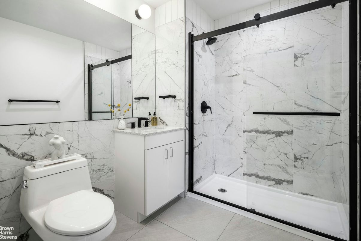 Bathroom, Glass Shower, Interior, Marble Walls