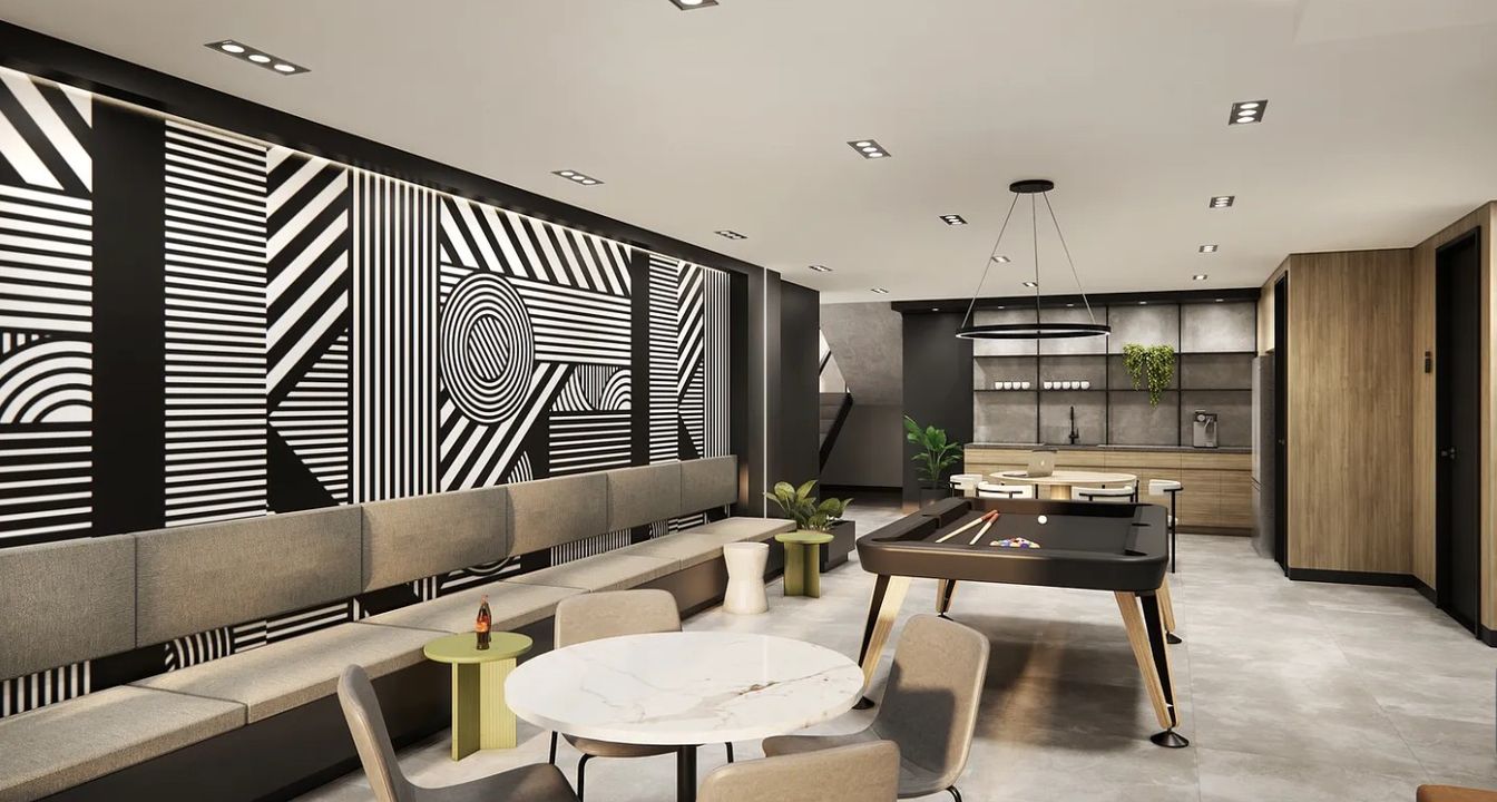 Game Room, Interior, Living room, Pendant Lights, Recessed Lighting