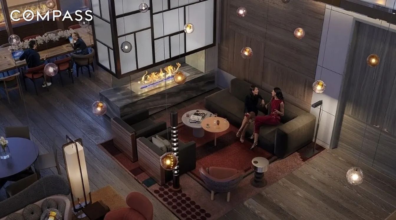 Dining room, Fireplace, Interior, Living room, Pendant Lights, Wood Texture Flooring
