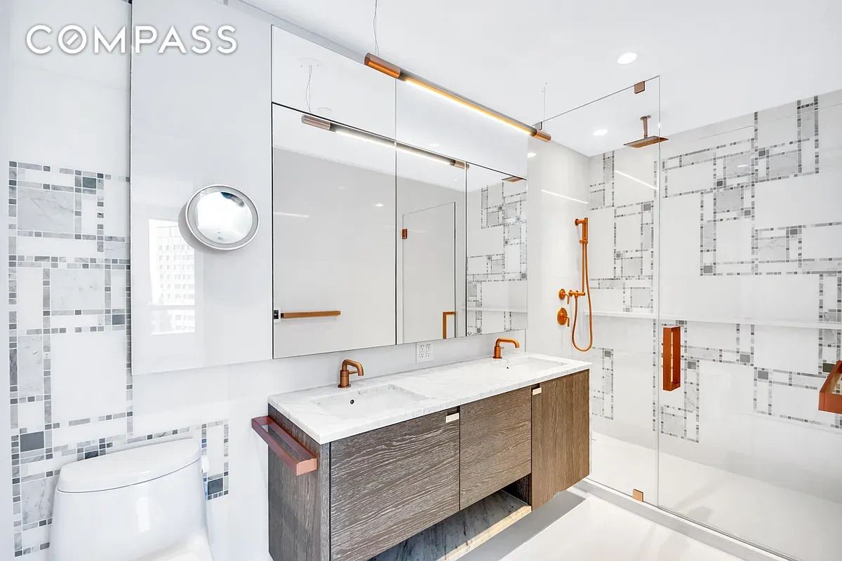 Bathroom, Glass Shower, Interior, Recessed Lighting