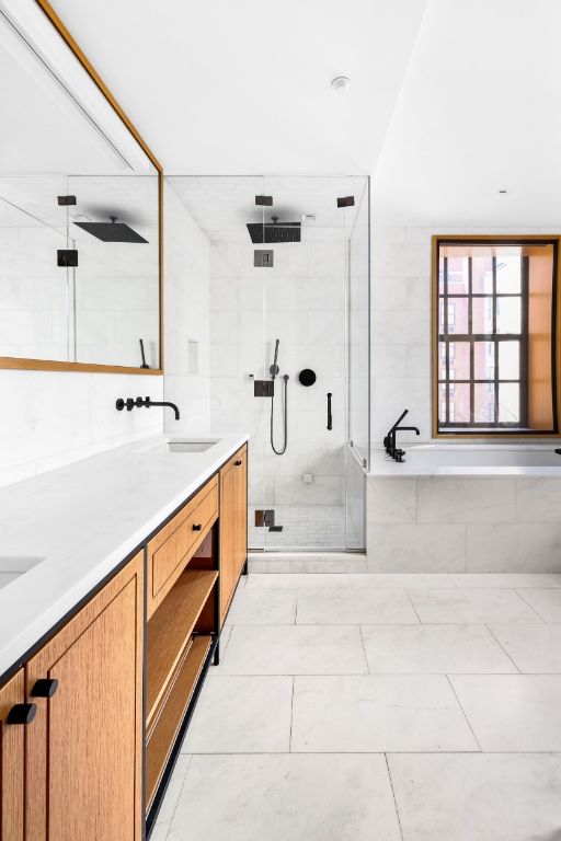 Bathroom, Dual Sink Vanities, Glass Shower, Interior