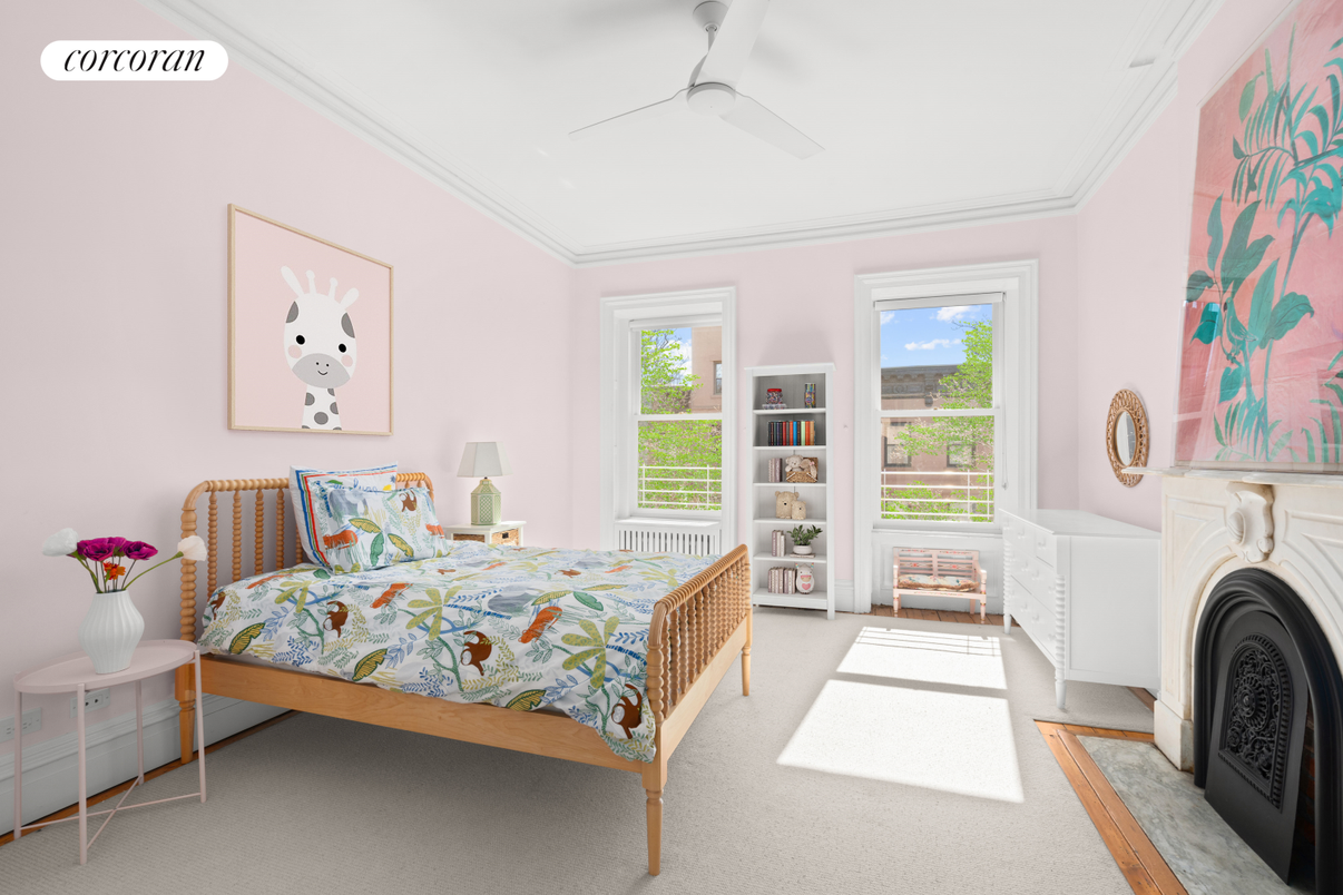 Bedroom, Fireplace, Interior