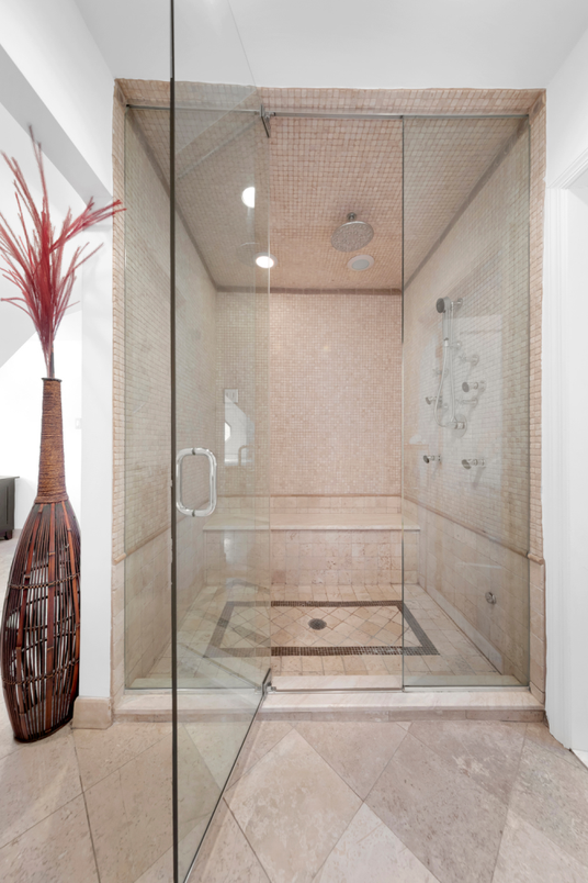 Bathroom, Glass Shower, Interior, Recessed Lighting