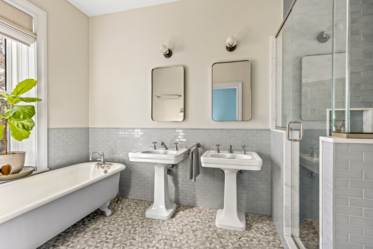 Bathroom, Dual Sink Vanities, Free Standing Baths, Glass Shower, Interior