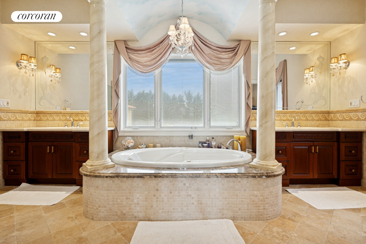 Bathroom, Chandelier, Interior, Recessed Lighting