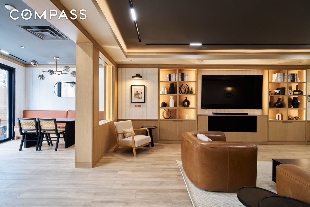 Dining room, Interior, Pendant Lights, Recessed Lighting, Wood Texture Flooring