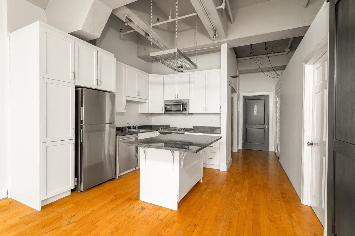 Interior, Kitchen, Stainless Steel Appliances, Wood Texture Flooring