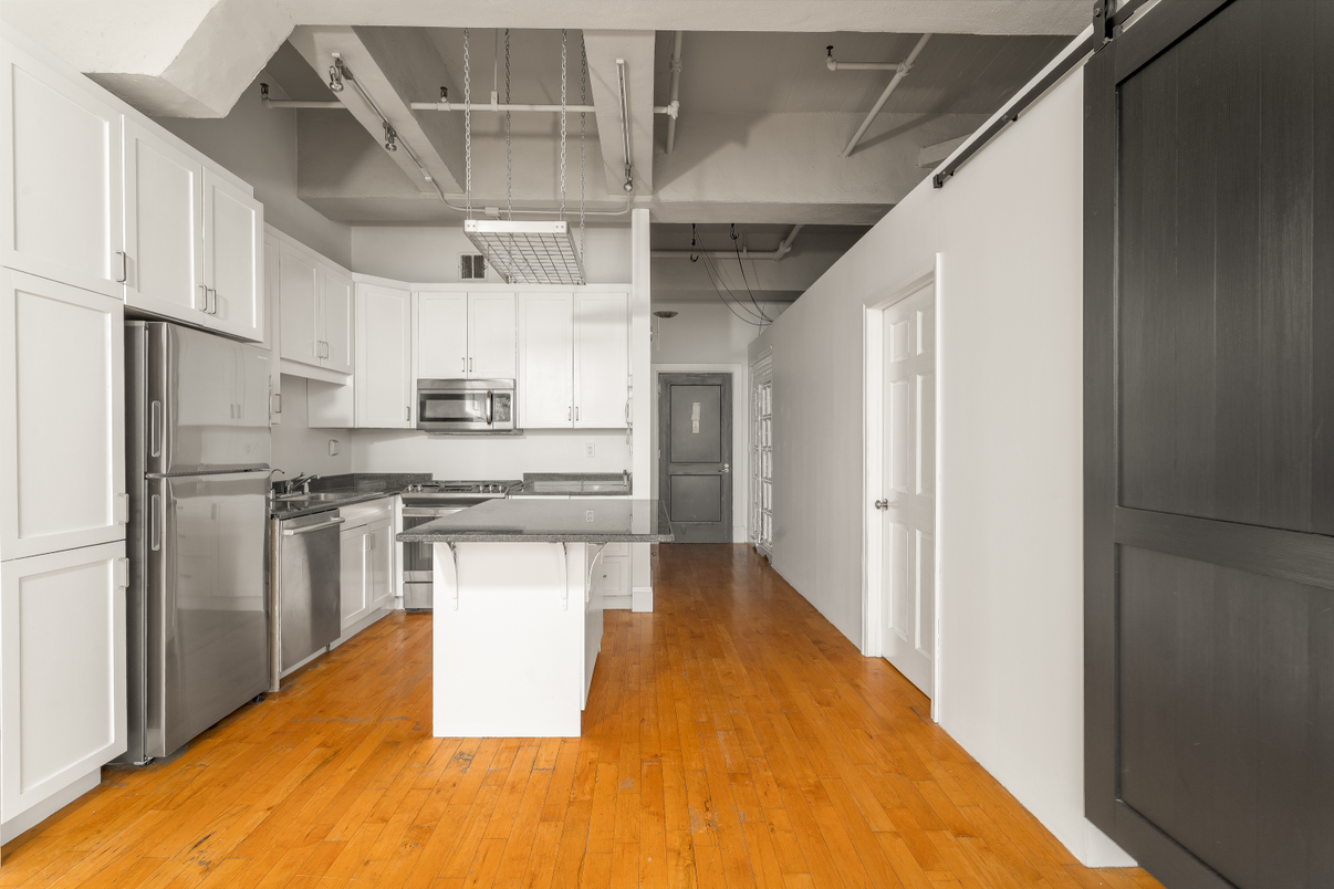Interior, Kitchen, Stainless Steel Appliances, Wood Texture Flooring