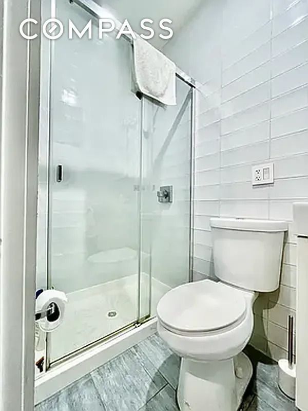 Bathroom, Glass Shower, Interior, Wood Texture Flooring
