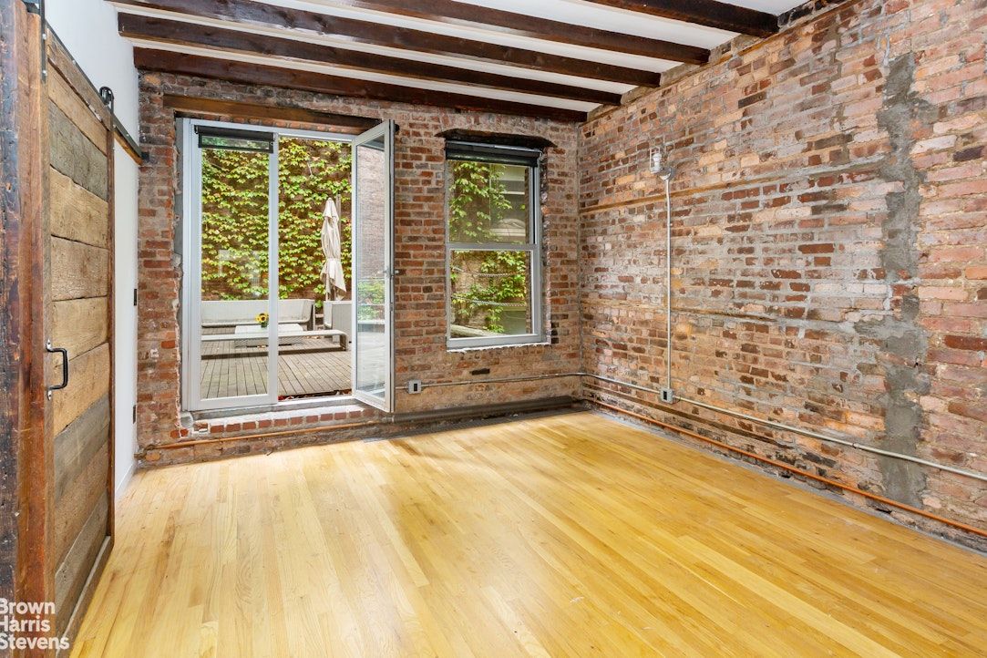 Empty room, Interior, Stone Walls, Wooden Beams, Wood Texture Flooring
