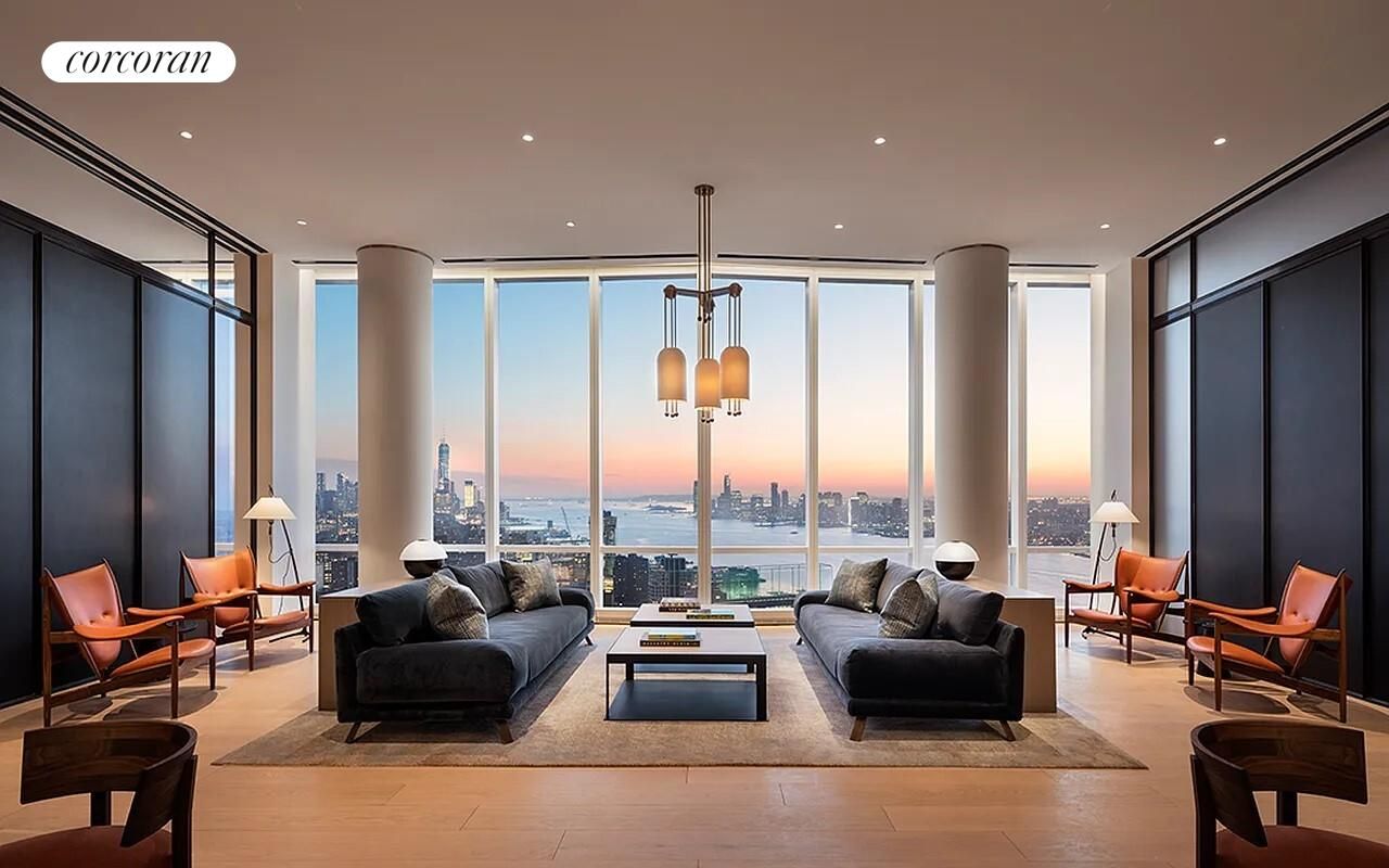 Interior, Living room, Pendant Lights, Recessed Lighting, Water, Wood Texture Flooring