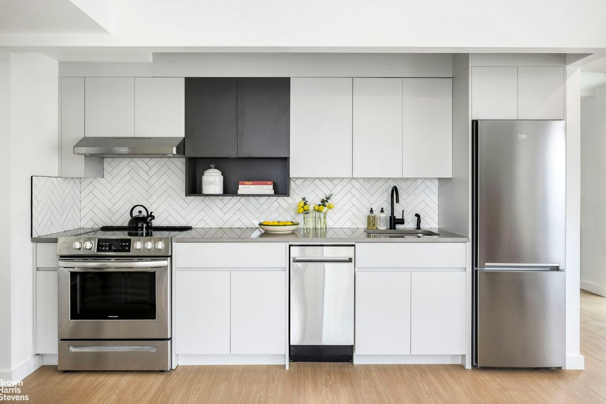 Interior, Kitchen, Stainless Steel Appliances, Wood Texture Flooring