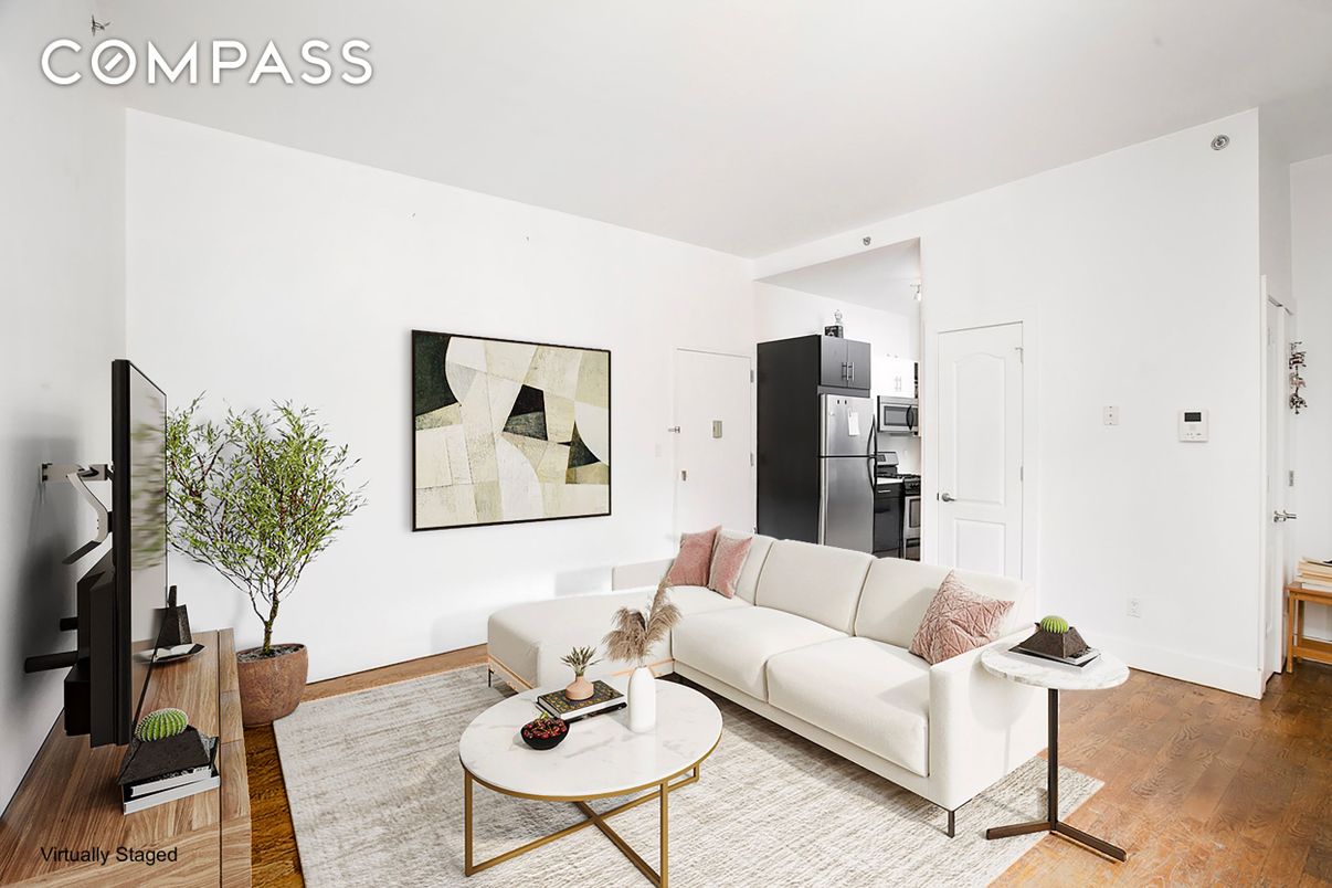 Interior, Kitchen, Living room, Stainless Steel Appliances, Wood Texture Flooring