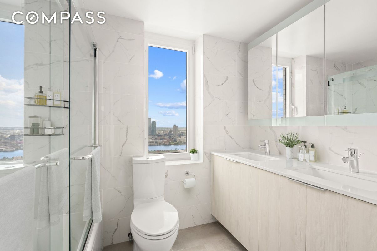 Bathroom, Glass Shower, Interior, Marble Walls