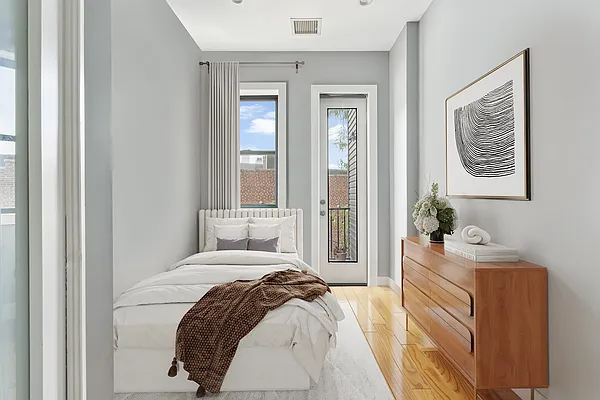 Bedroom, Interior, Recessed Lighting, Water, Wood Texture Flooring