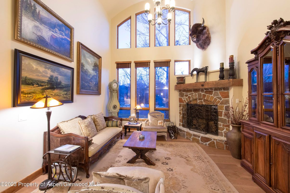 Chandelier, Fireplace, Interior, Living room, Wood Texture Flooring