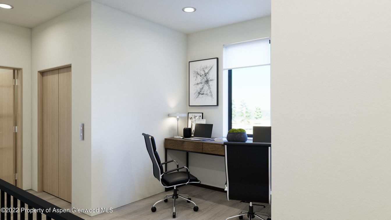 Home Office, Interior, Recessed Lighting, Wood Texture Flooring