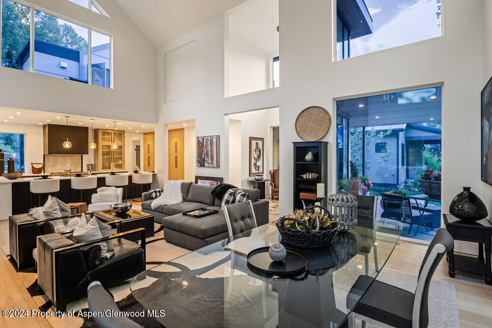Dining room, Interior, Kitchen, Living room, Pendant Lights, Recessed Lighting, Wood Texture Flooring