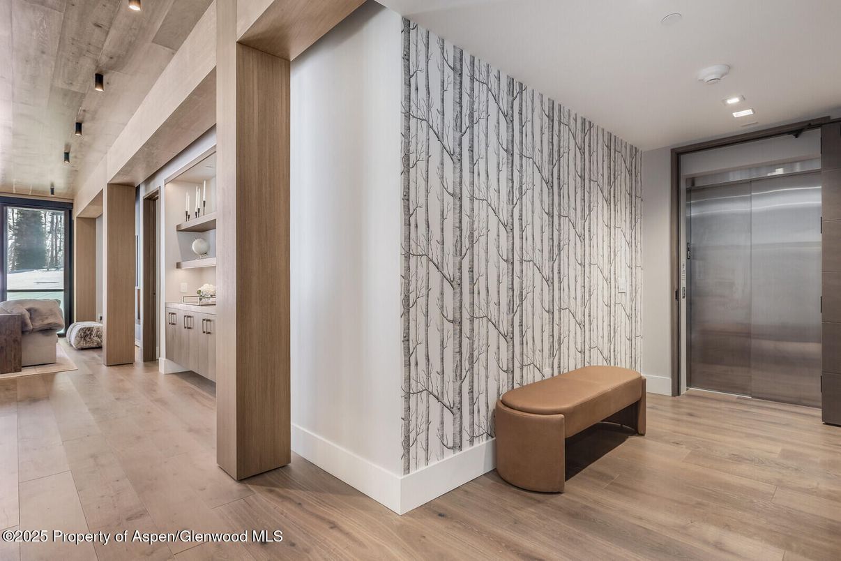 Elevator, Interior, Recessed Lighting, Wood Texture Flooring