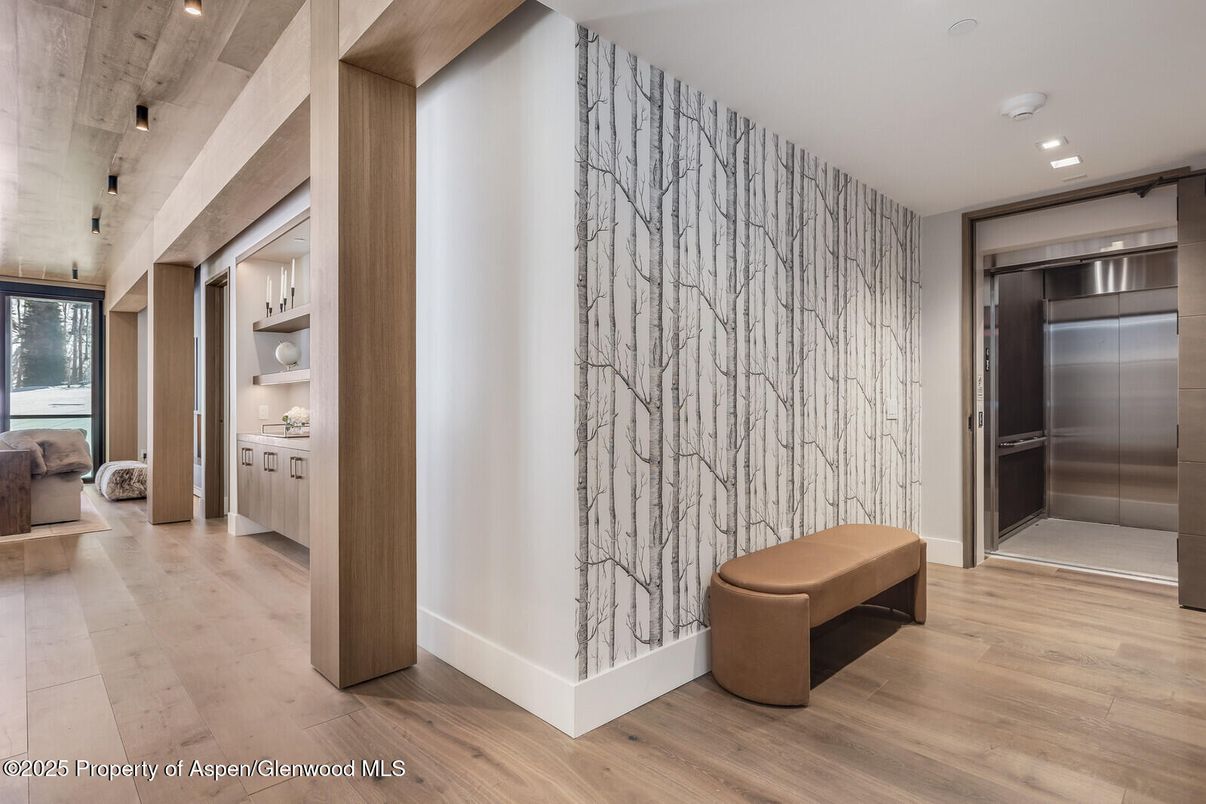 Elevator, Interior, Recessed Lighting, Wood Texture Flooring