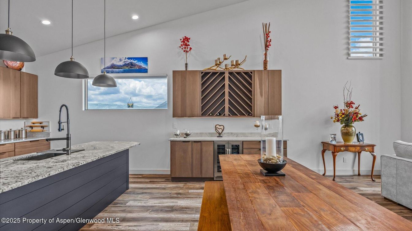 Interior, Kitchen, Pendant Lights, Recessed Lighting, Wood Texture Flooring