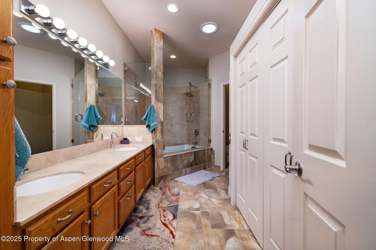 Bathroom, Dual Sink Vanities, Glass Shower, Interior, Recessed Lighting