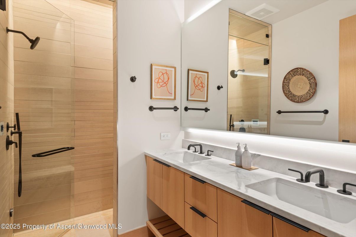 Bathroom, Dual Sink Vanities, Glass Shower, Interior