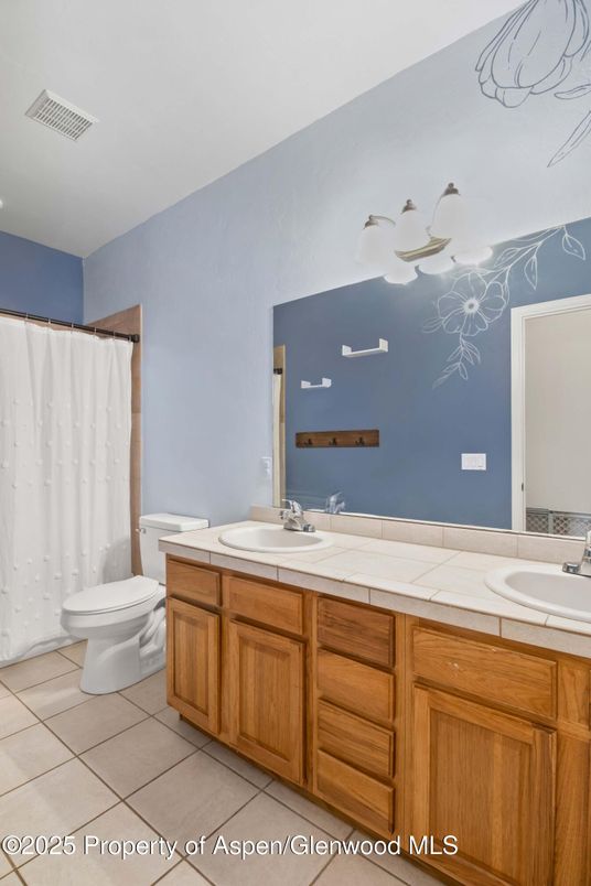 Bathroom, Dual Sink Vanities, Interior, Tile Countertops