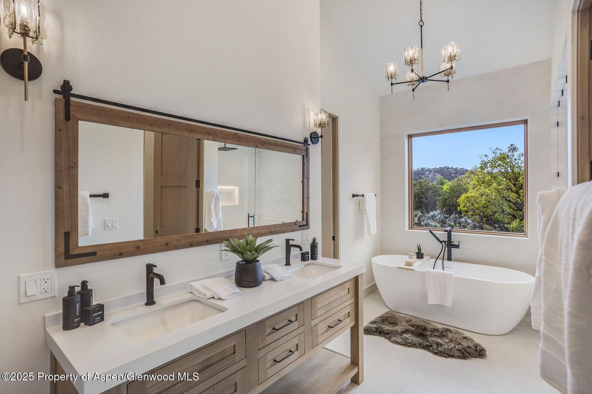 Bathroom, Chandelier, Dual Sink Vanities, Free Standing Baths, Interior
