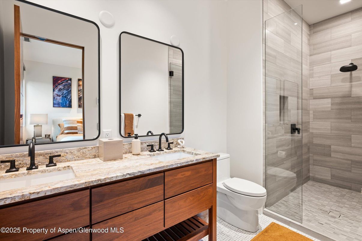 Bathroom, Dual Sink Vanities, Glass Shower, Interior, Recessed Lighting
