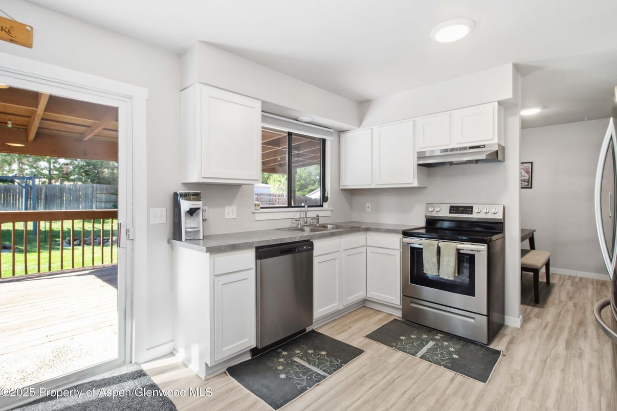 Interior, Kitchen, Recessed Lighting, Stainless Steel Appliances, Wooden Ceilings, Wood Texture Flooring
