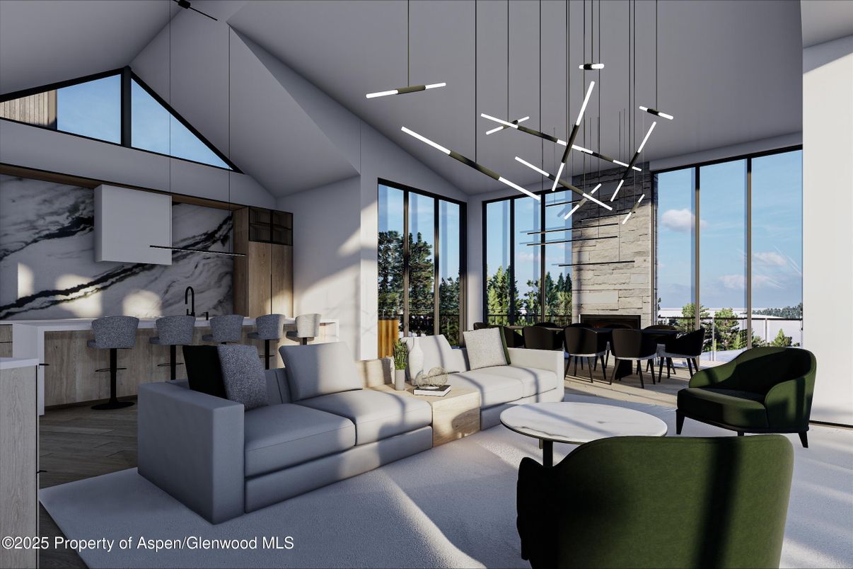 Dining room, Interior, Living room, Pendant Lights, Recessed Lighting