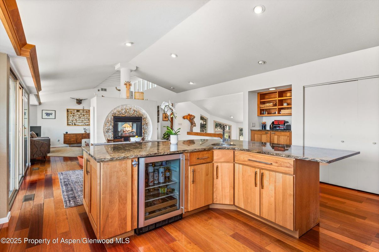 Fireplace, Interior, Recessed Lighting, Wood Texture Flooring
