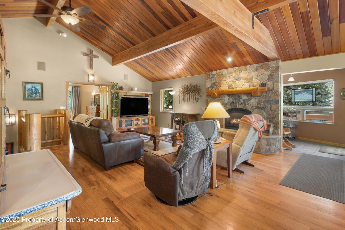 Fireplace, Interior, Living room, Stone Walls, Wooden Beams, Wooden Ceilings, Wood Texture Flooring
