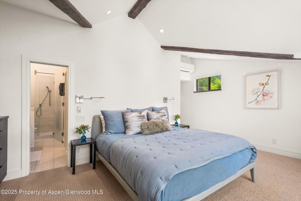 Bedroom, Interior, Recessed Lighting, Wooden Beams