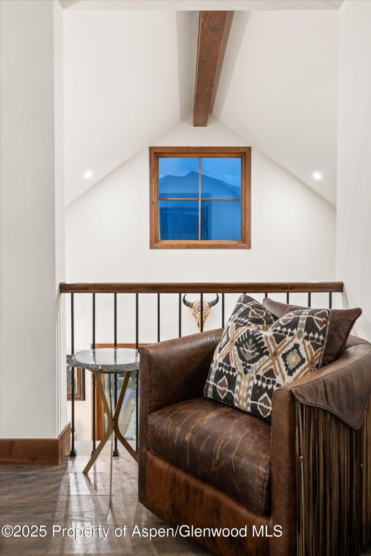 Interior, Living room, Recessed Lighting, Wooden Beams