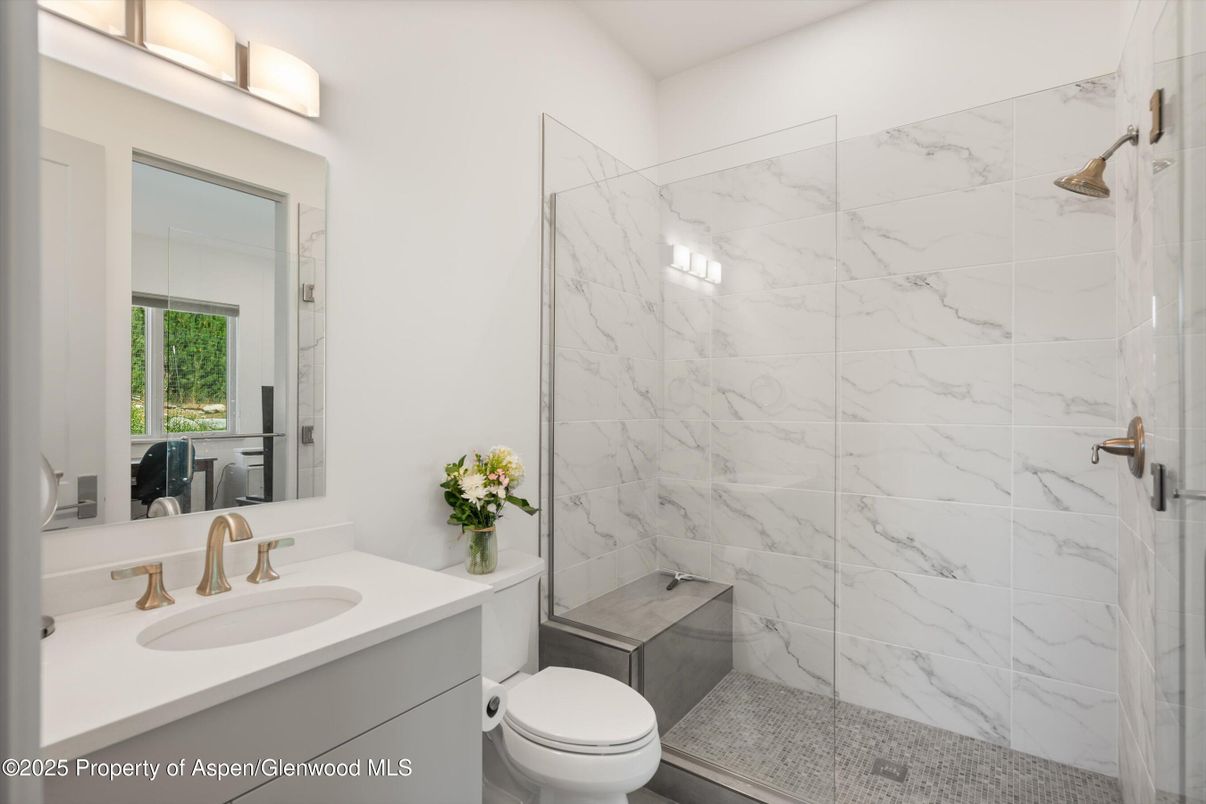 Bathroom, Glass Shower, Interior, Marble Walls