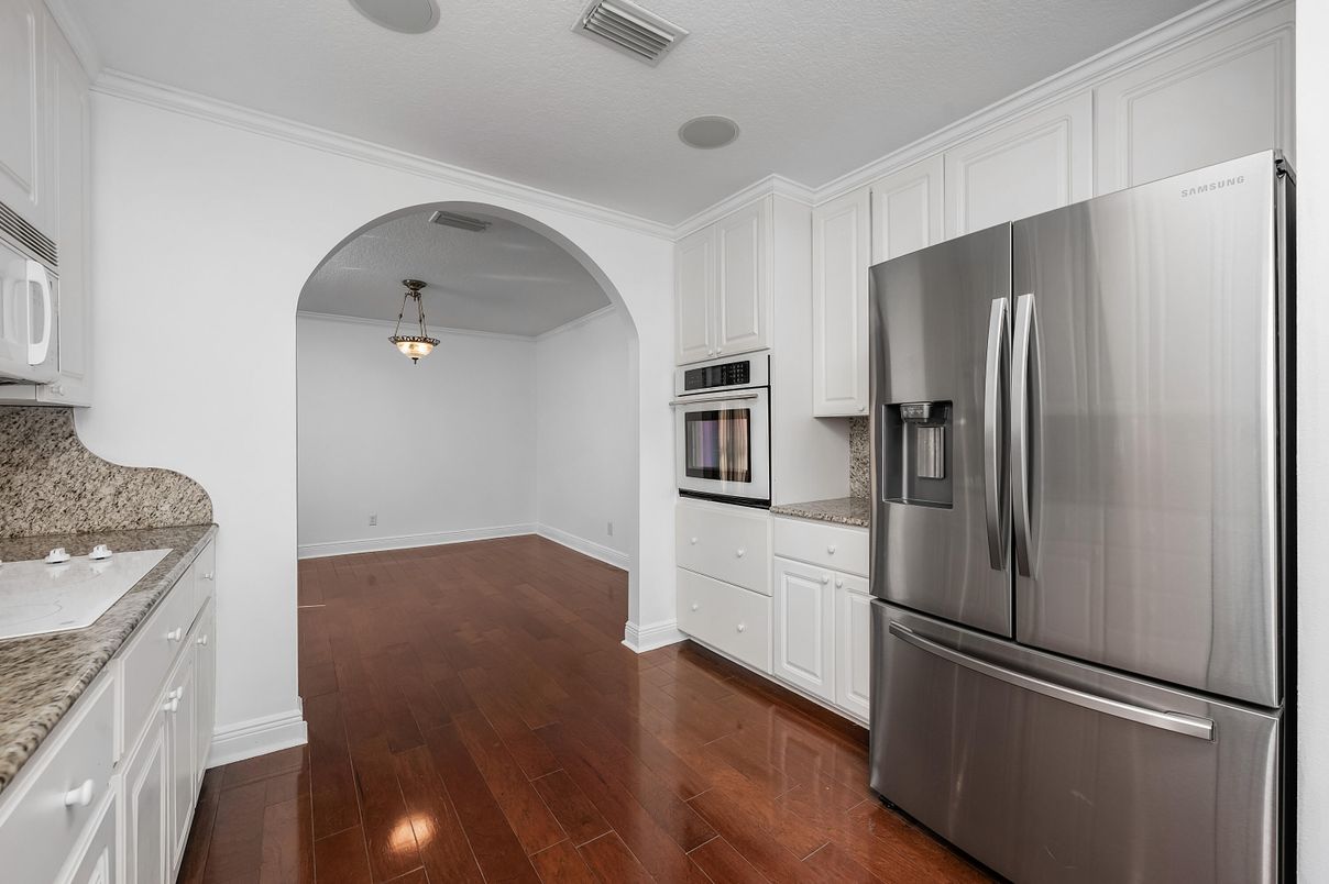 Interior, Kitchen, Pendant Lights, Stainless Steel Appliances, Wood Texture Flooring