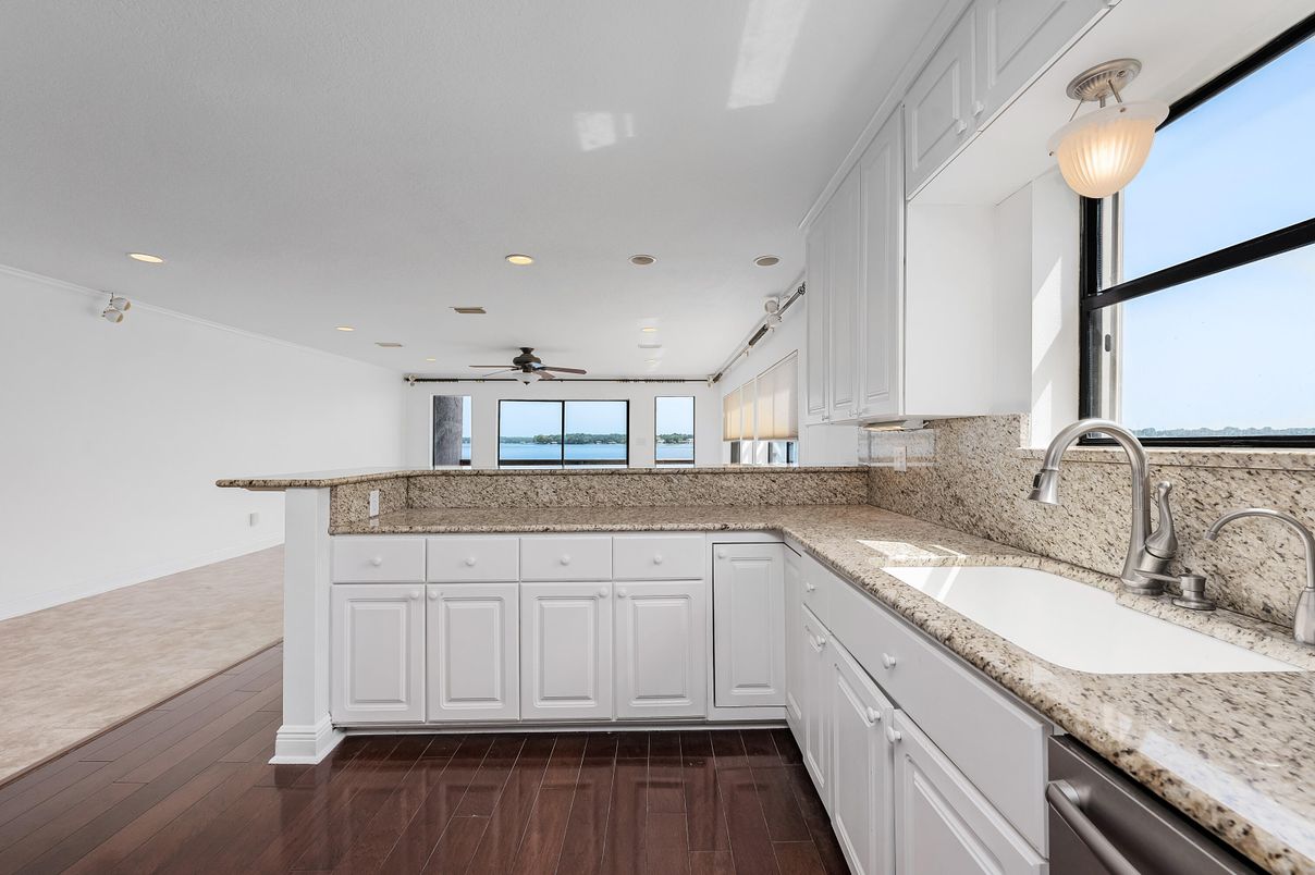 Interior, Kitchen, Recessed Lighting, Wood Texture Flooring