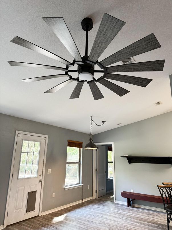 Empty room, Interior, Pendant Lights, Wood Texture Flooring
