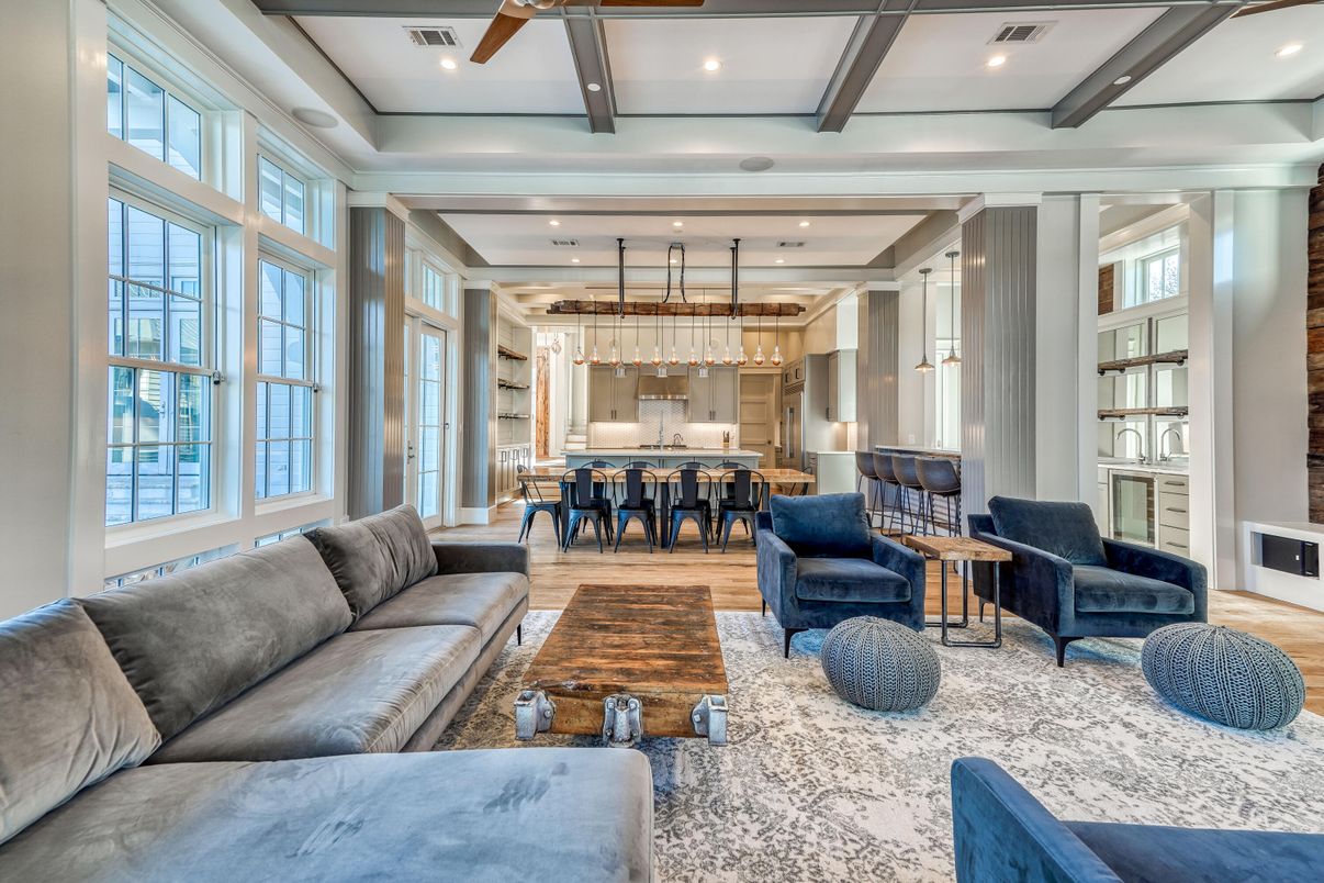 Dining room, Interior, Kitchen, Living room, Pendant Lights, Recessed Lighting, Wood Texture Flooring
