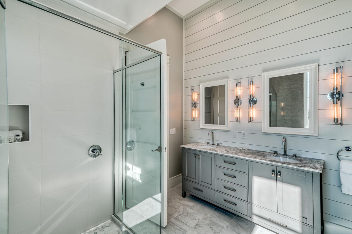 Bathroom, Dual Sink Vanities, Glass Shower, Interior