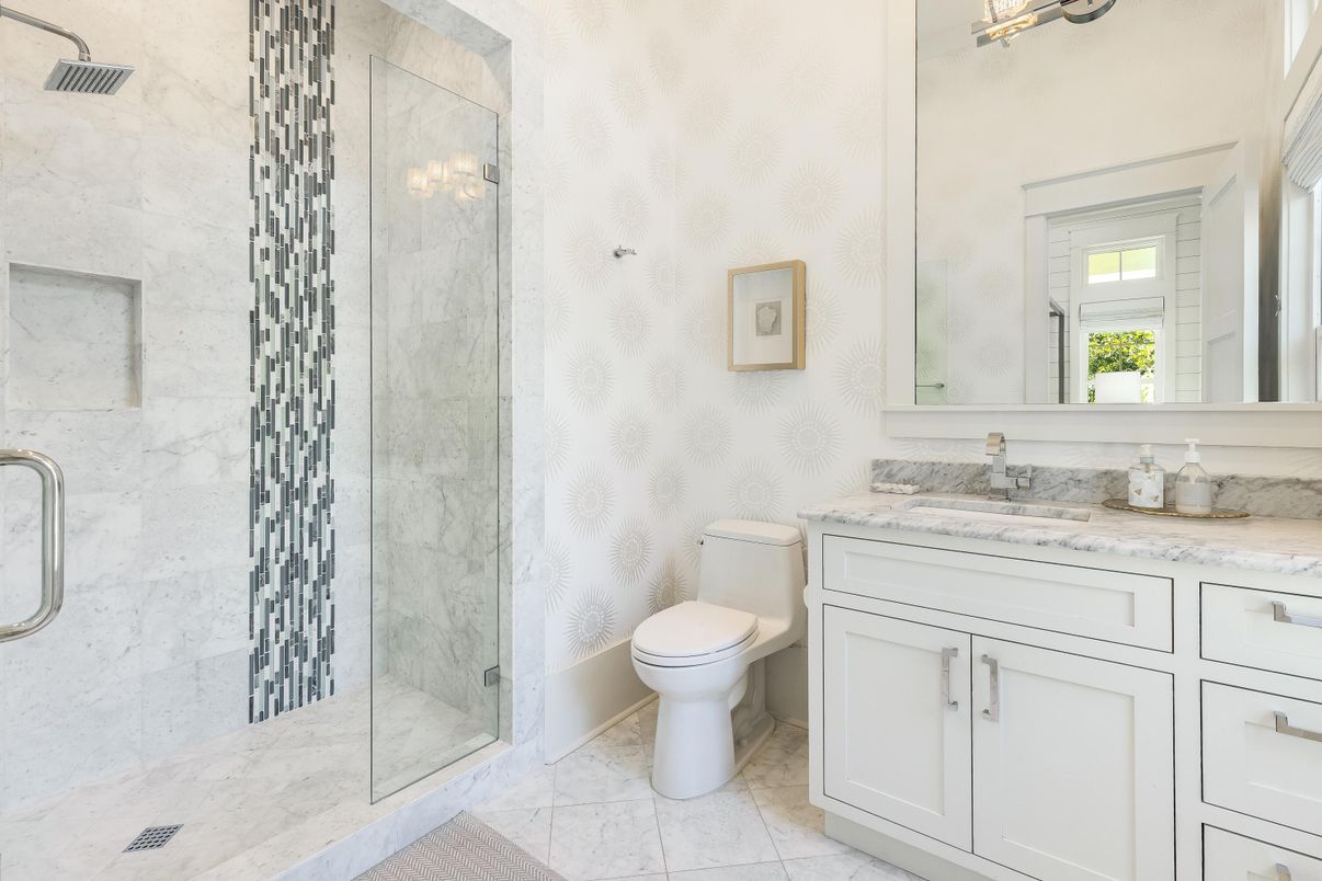 Bathroom, Glass Shower, Interior, Marble Walls